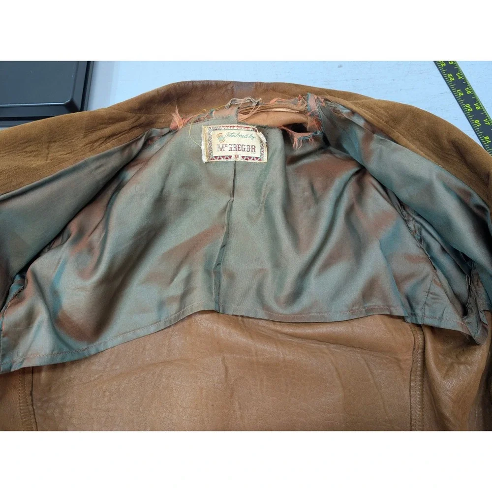 Vintage McGregor Blazer Suede Leather Sport Coat Jacket Men's 38 USA Rodeo Brown